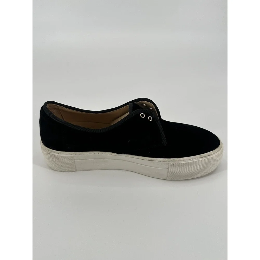 CHARLOTTE OLYMPIA BLACK PORTOBELLO PLATFORM SNEAKERS‎ LOW TOP VELVE W'S SZ 38